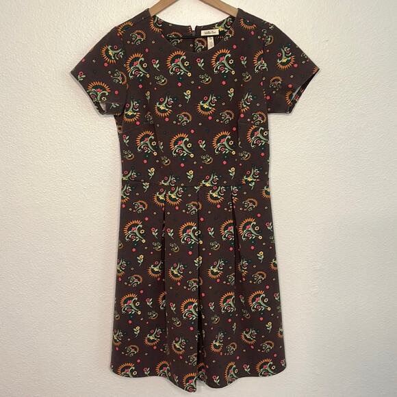 Matilda Jane Dress Size Medium Ponte Knit Floral Pattern Knee Length Pleated - Picture 1 of 8